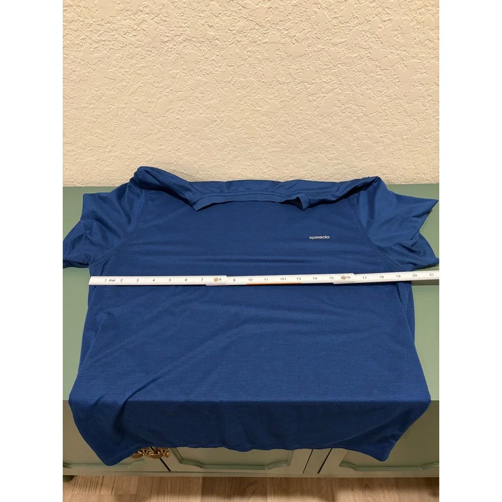 Speedo Mens Swim Shirt Rash Guard UPF 50+ Blue Short Sleeve Medium RN36543